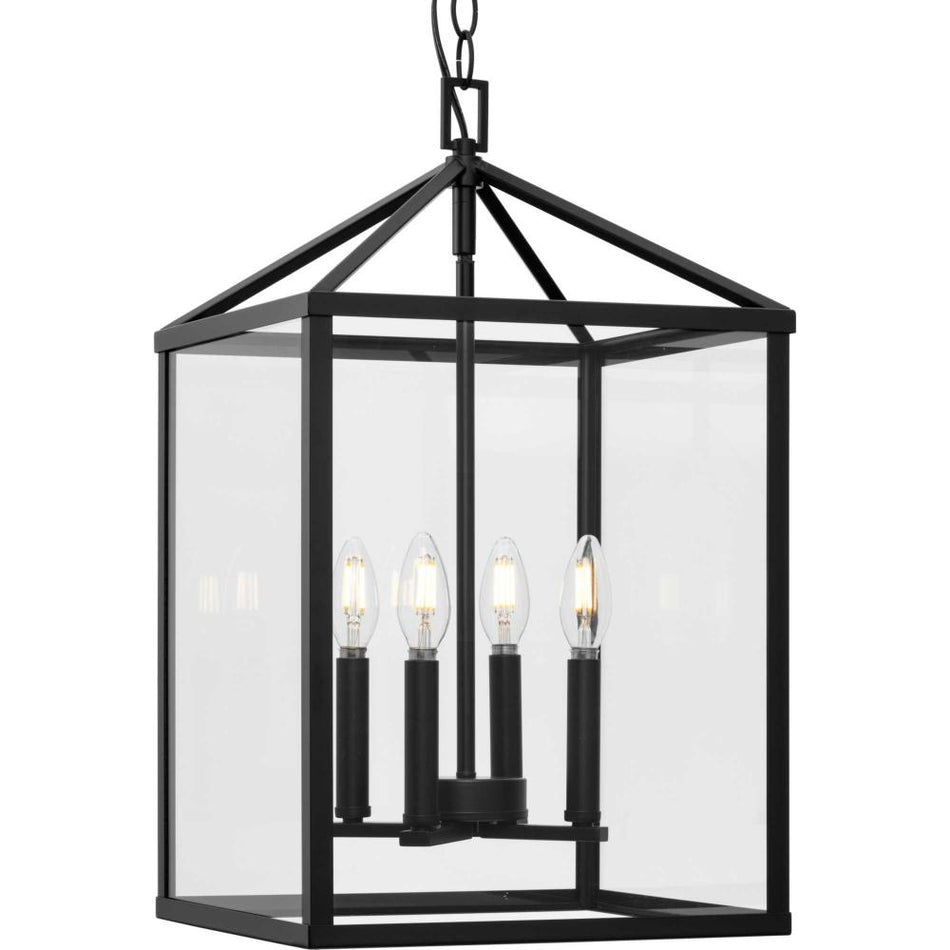 Hilllcrest Collection Four-Light Matte Black Transitional Hall & Foyer Light by Progress