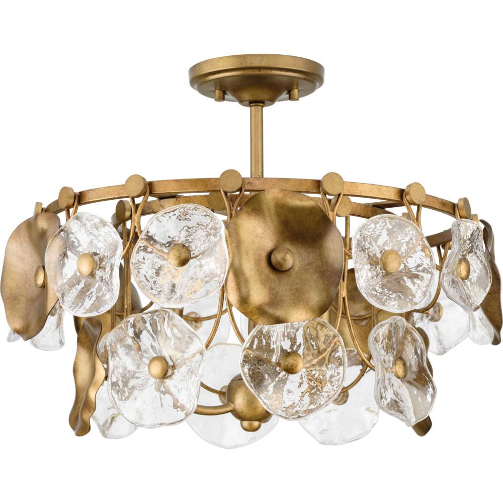 Loretta Collection Three-Light Gold Ombre Transitional Pendant by Progress