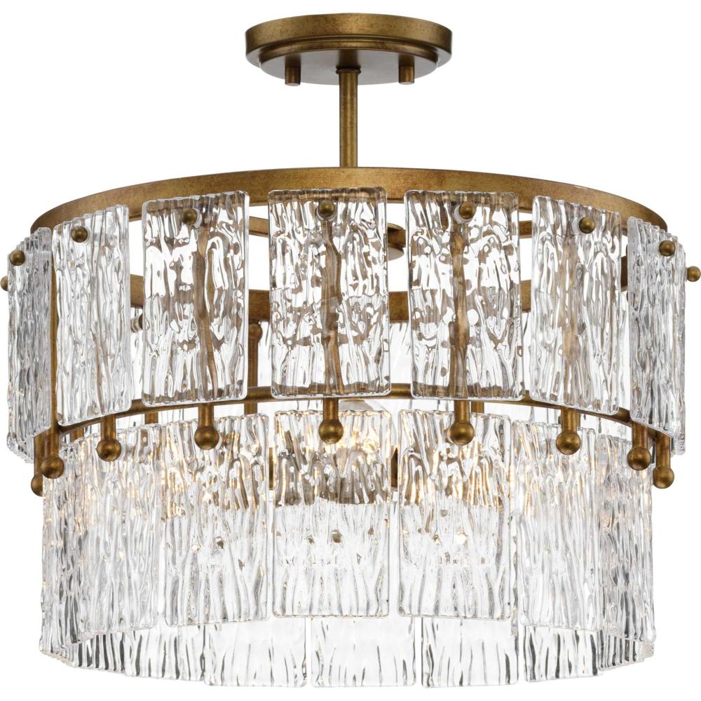 Chevall Collection Three-Light Gold Ombre Modern Organic Pendant by Progress
