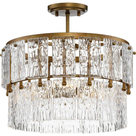 Chevall Collection Three-Light Gold Ombre Modern Organic Pendant by Progress