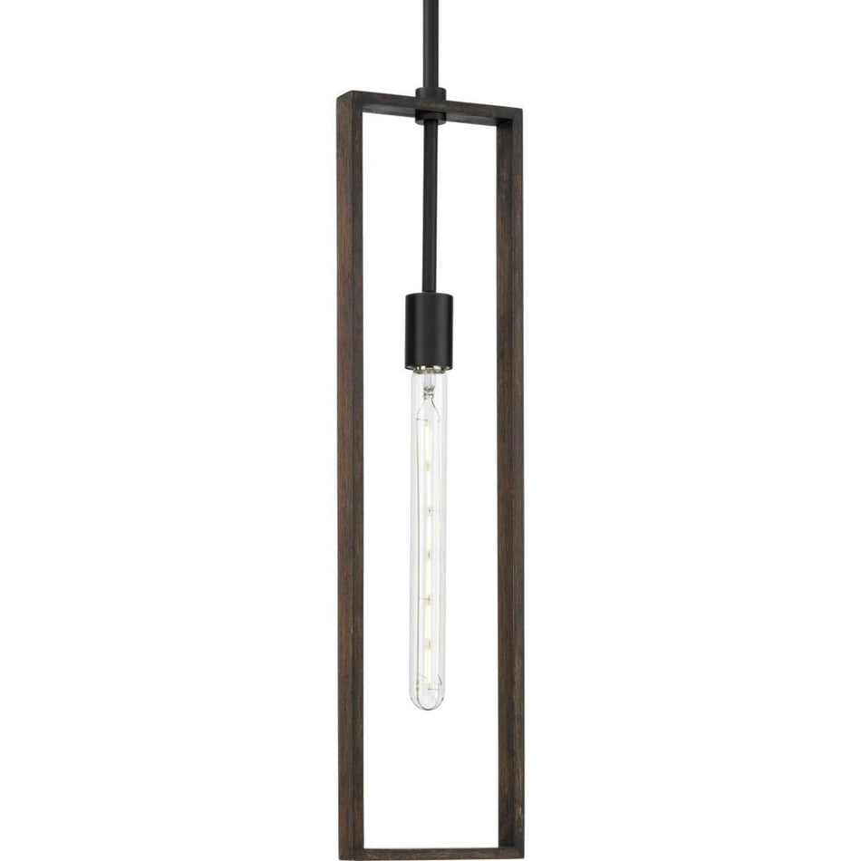 Boundary Collection One-Light Matte Black Roasted Chicory Modern Pendant by Progress