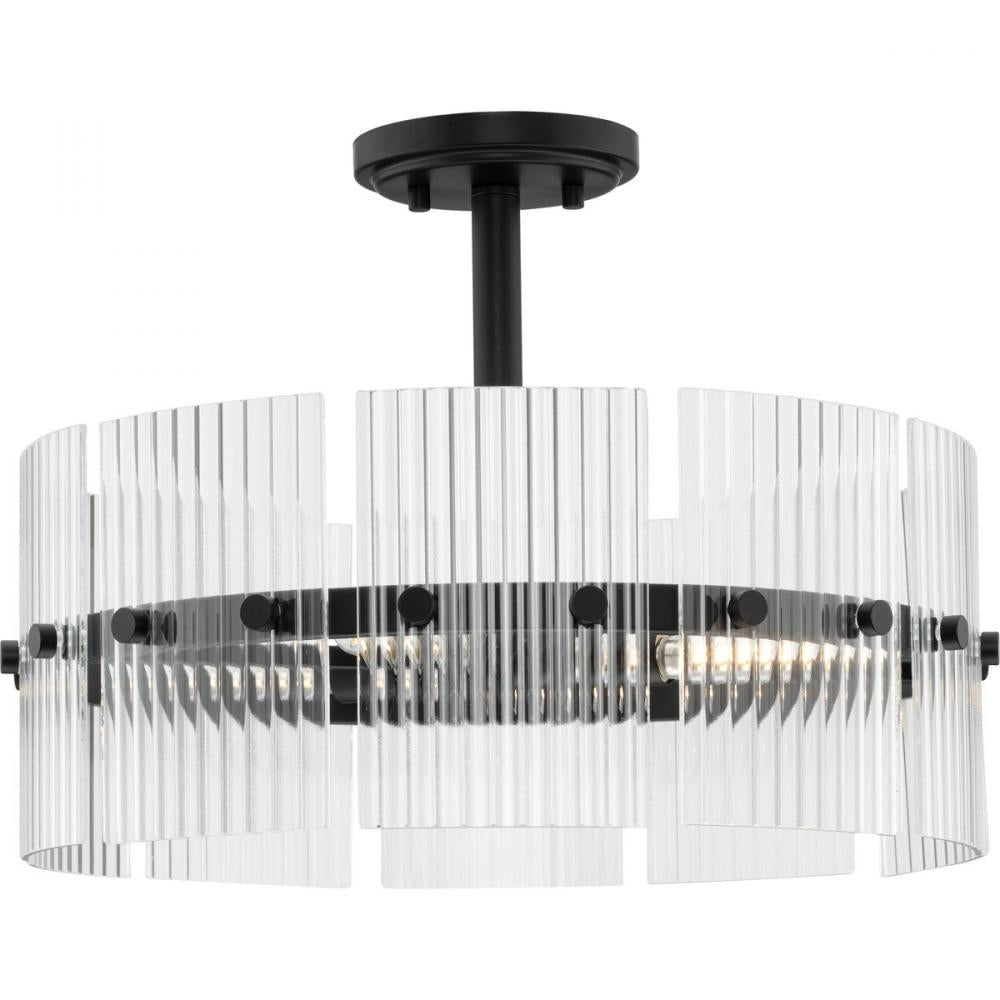 Seville Collection Four-Light Matte Black Contemporary Pendant by Progress