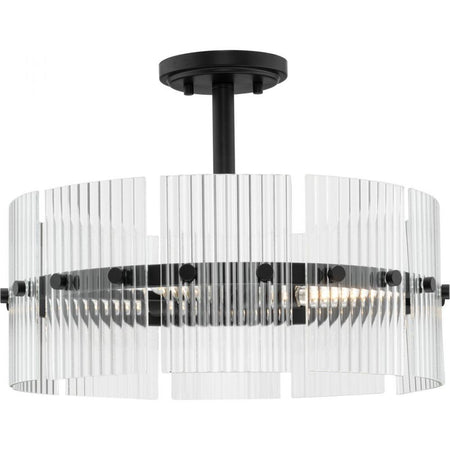Seville Collection Four-Light Matte Black Contemporary Pendant by Progress
