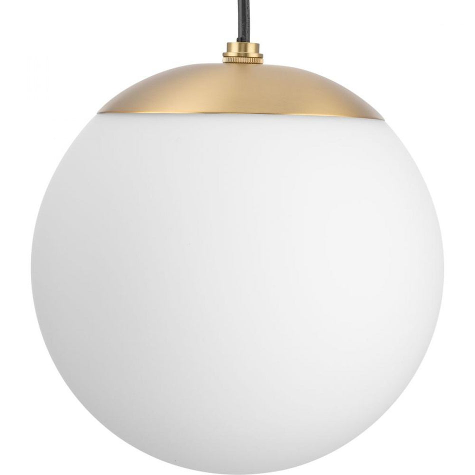 Atwell Collection Brushed Bronze and Opal Glass Globe Small Hanging Pendant Light by Progress