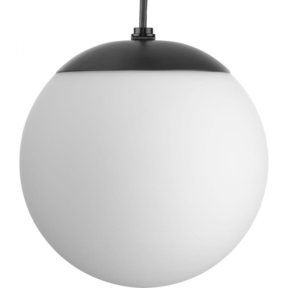 Atwell Collection Matte Black and Opal Glass Globe Small Hanging Pendant Light by Progress