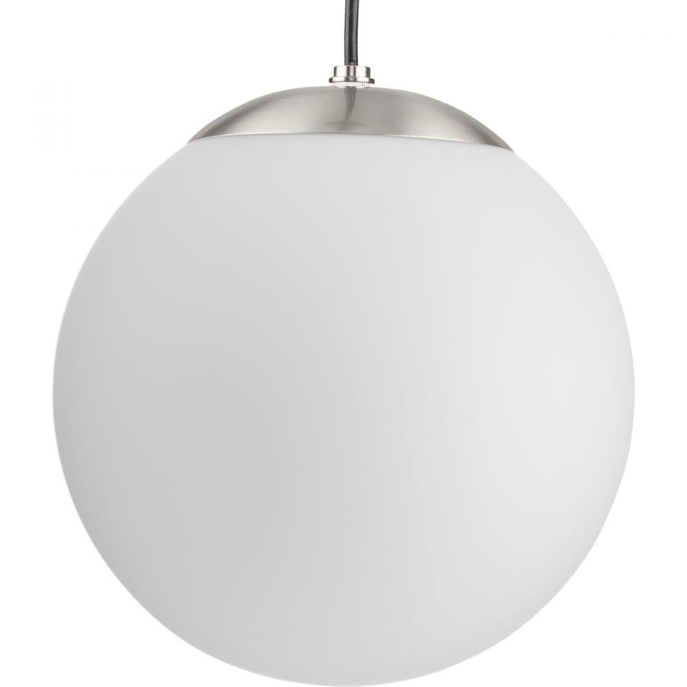 Atwell Collection Brushed Nickel and Opal Glass Globe Medium Hanging Pendant Light by Progress