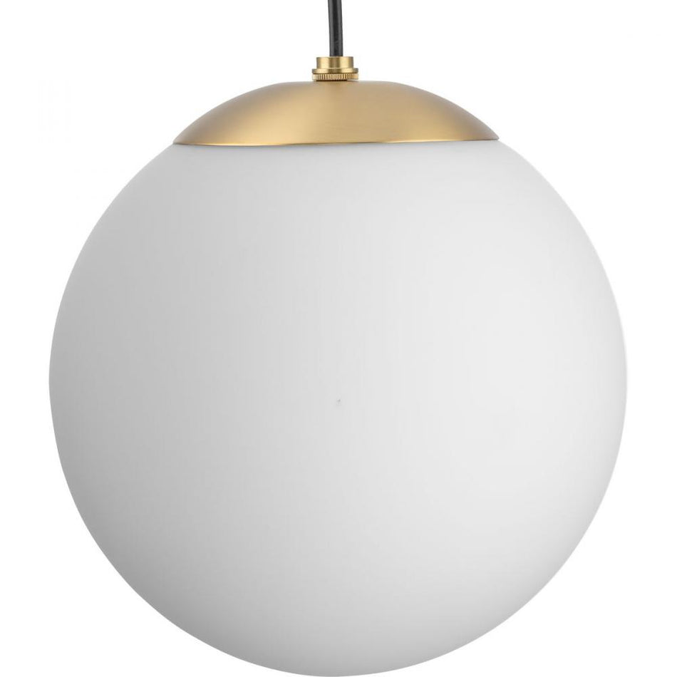 Atwell Collection Brushed Bronze and Opal Glass Globe Medium Hanging Pendant Light by Progress
