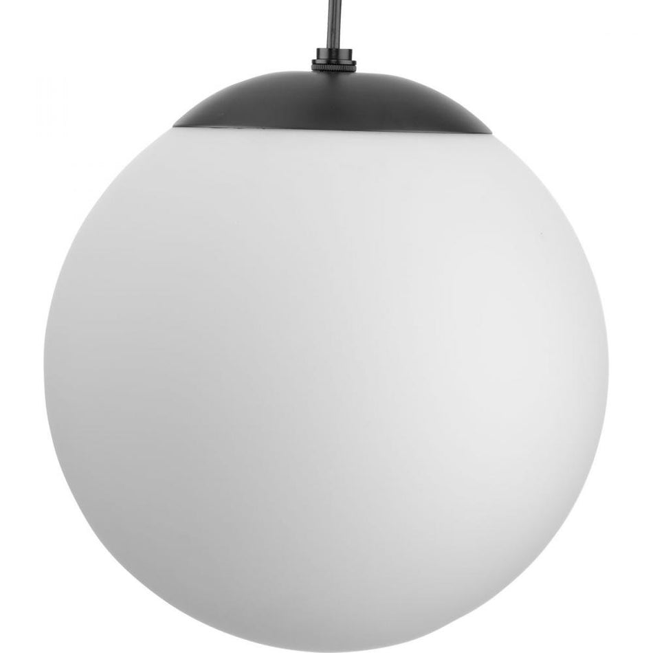 Atwell Collection Matte Black and Opal Glass Globe Medium Hanging Pendant Light by Progress