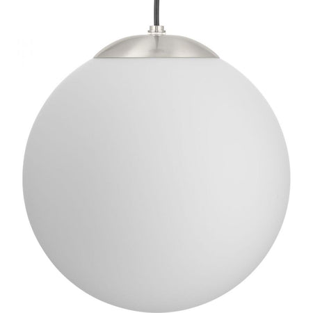 Atwell Collection Brushed Nickel and Opal Glass Globe Large Hanging Pendant Light by Progress