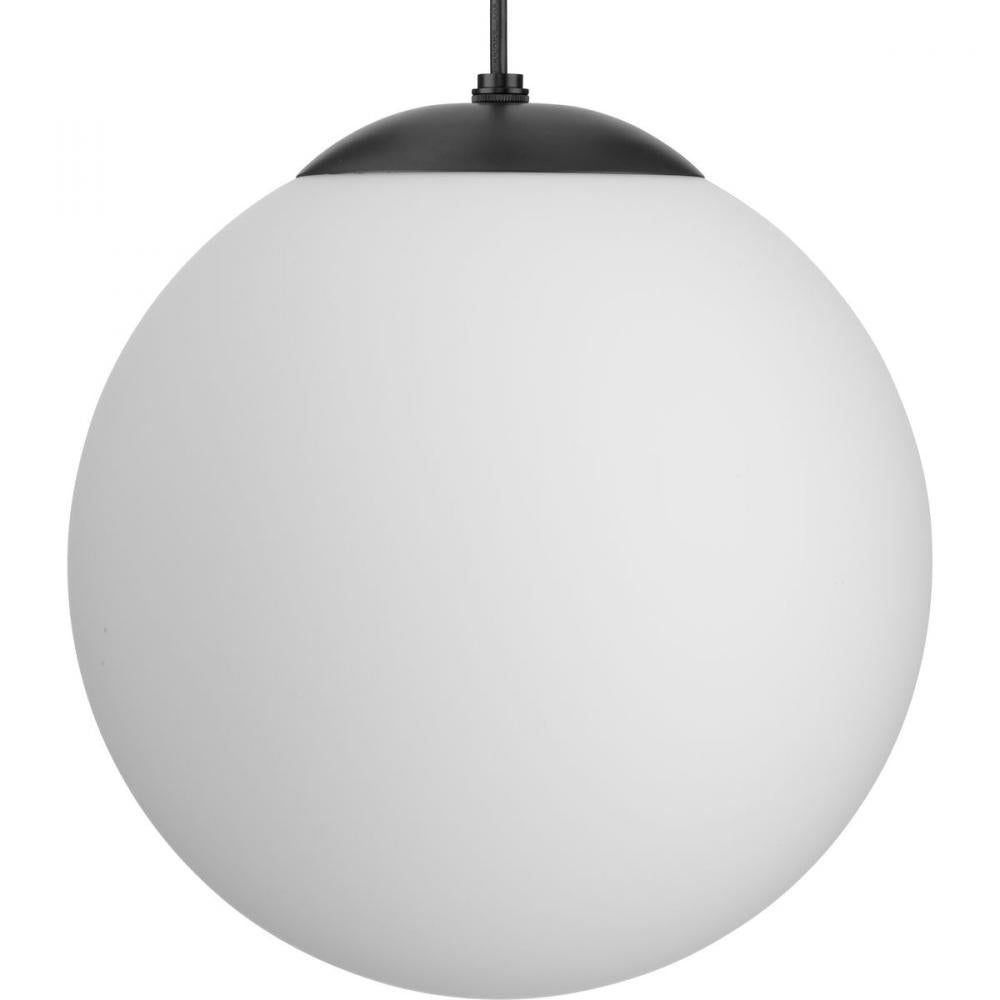 Atwell Collection Matte Black and Opal Glass Globe Large Hanging Pendant Light by Progress
