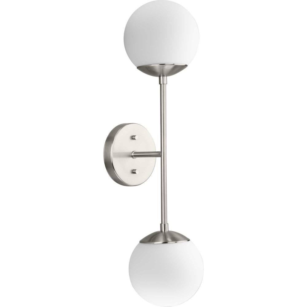 Haas Collection Two-Light Brushed Nickel Mid-Century Modern Wall Bracket by Progress