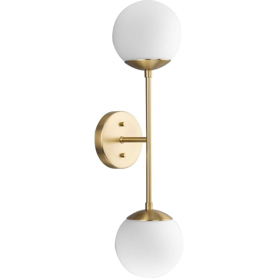 Haas Collection Two-Light Brushed Gold Mid-Century Modern Wall Bracket by Progress
