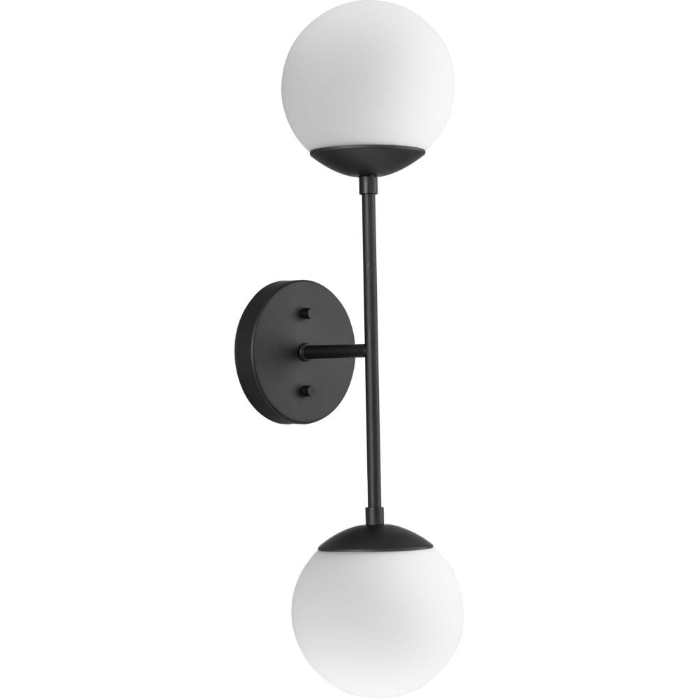 Haas Collection Two-Light Matte Black Mid-Century Modern Wall Bracket by Progress