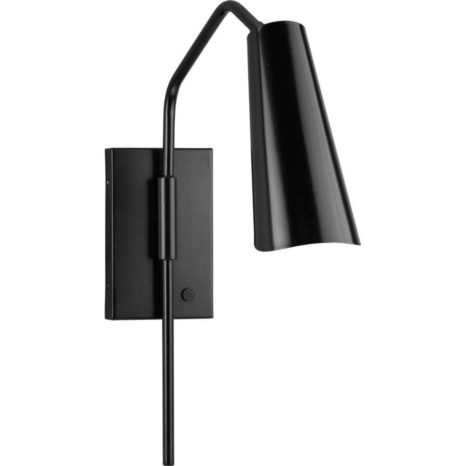 Cornett Collection One-Light Matte Black Contemporary Wall Sconce by Progress