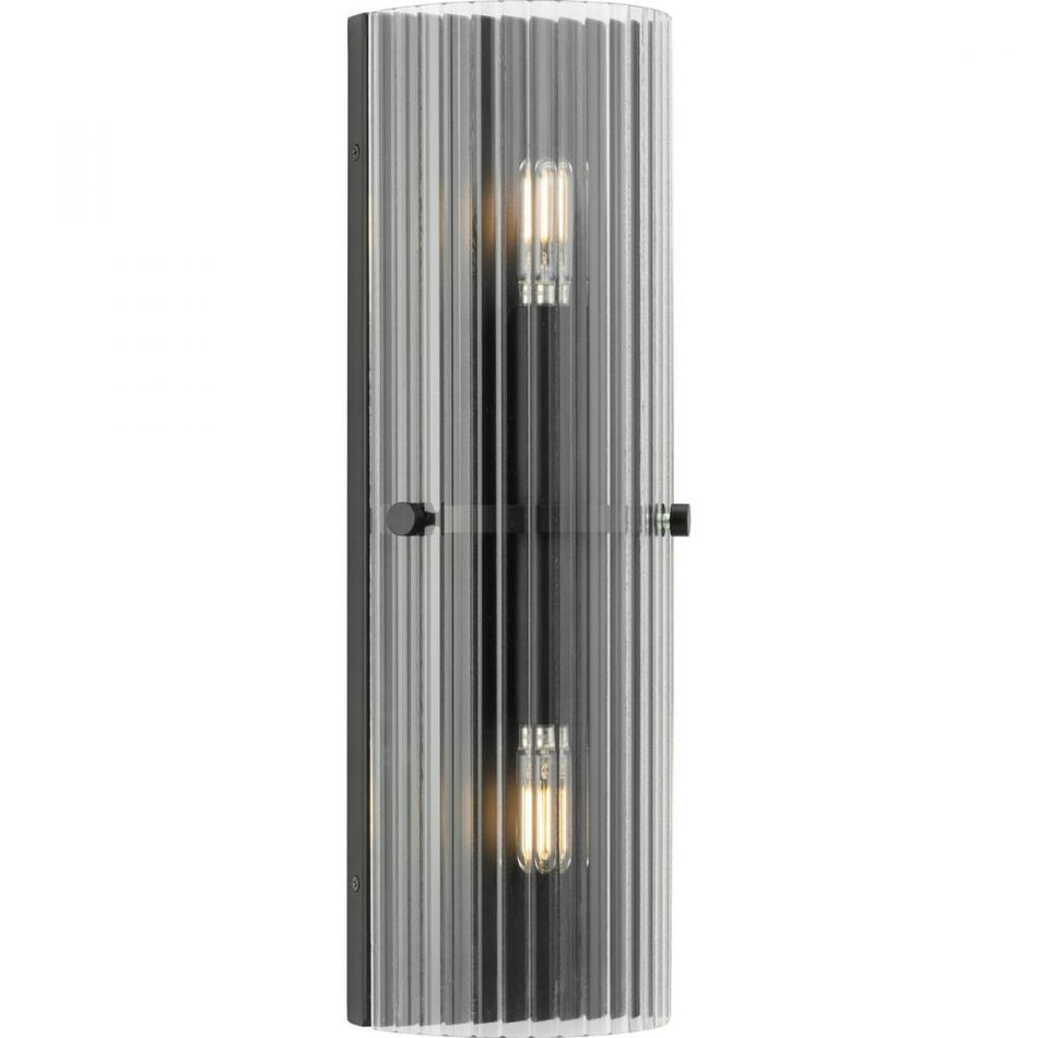 Seville Collection Two-Light Matte Black Contemporary Wall Sconce by Progress