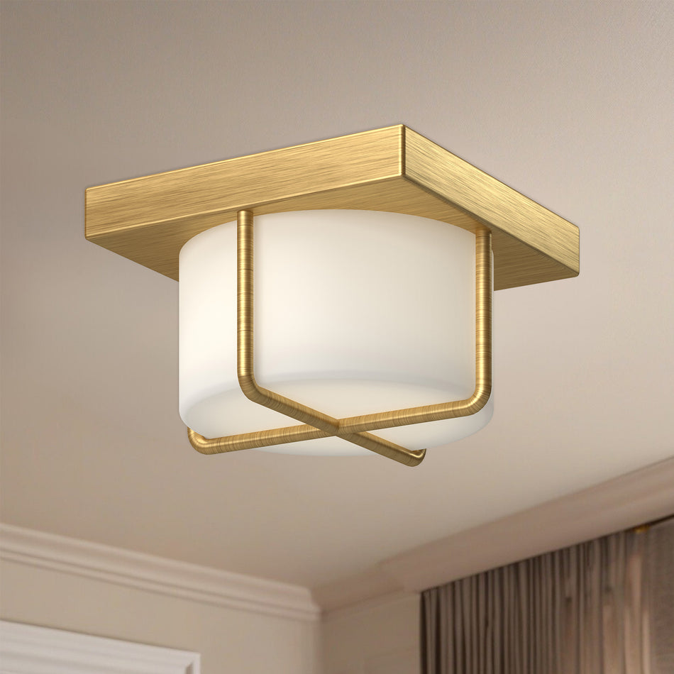 Regalo 7-in Brushed Gold/Opal Glass LED Flush Mount by KUZCO