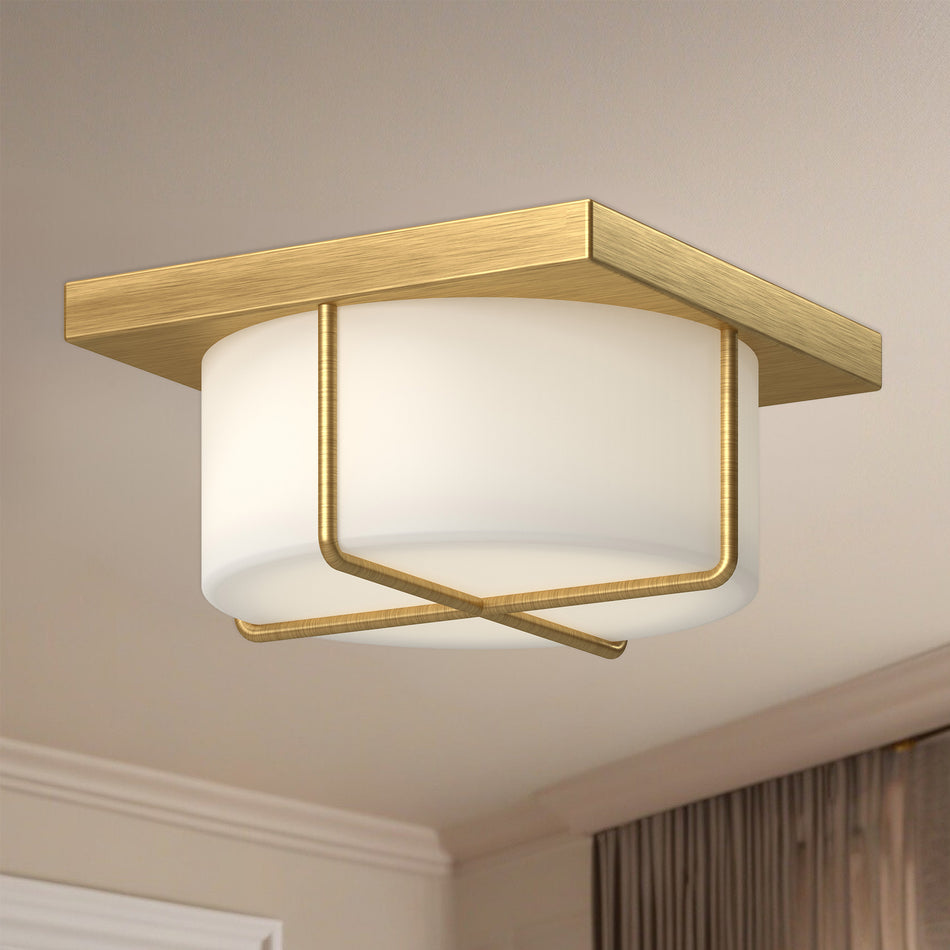 Regalo 10-in Brushed Gold/Opal Glass LED Flush Mount by KUZCO