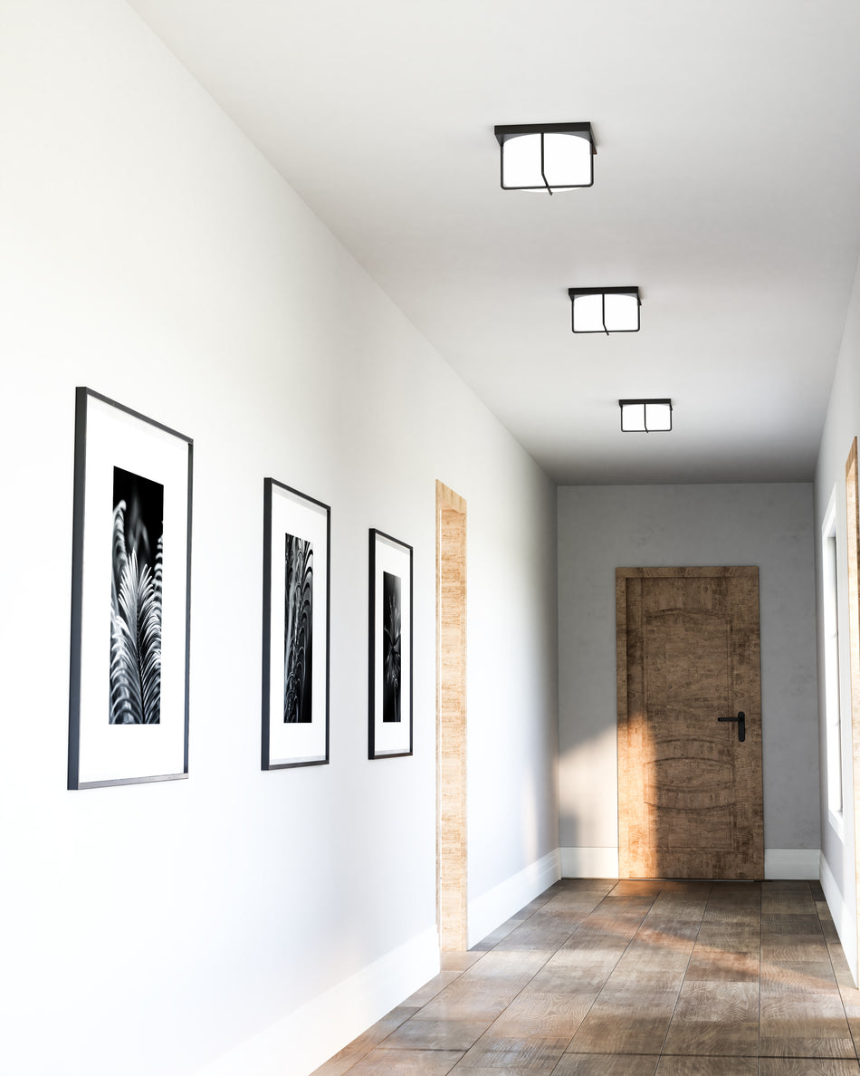 Regalo 10-in Black/Opal Glass LED Flush Mount by KUZCO