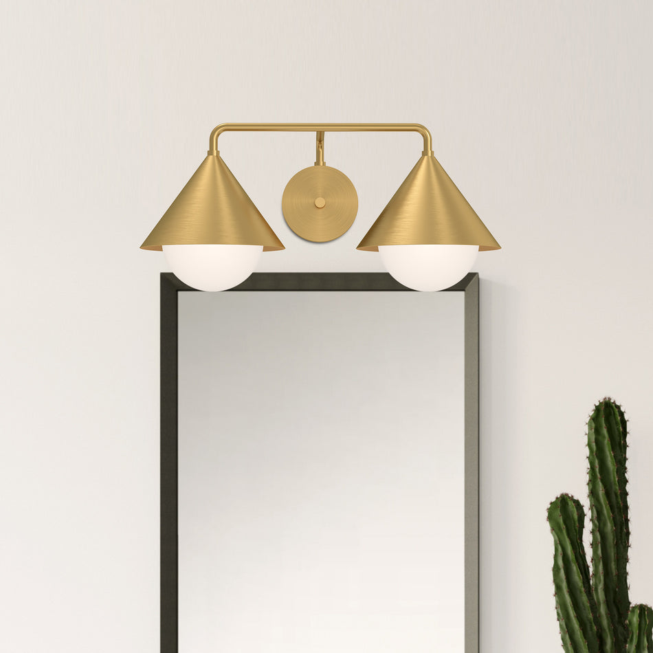 Remy 21-in Brushed Gold/Opal Glass 2 Lights Vanity by ALORA MOOD