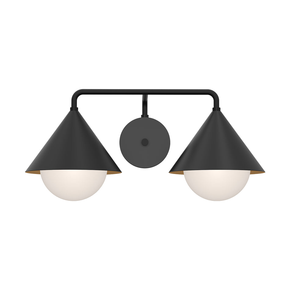 Remy 21-in Matte Black/Opal Glass 2 Lights Vanity