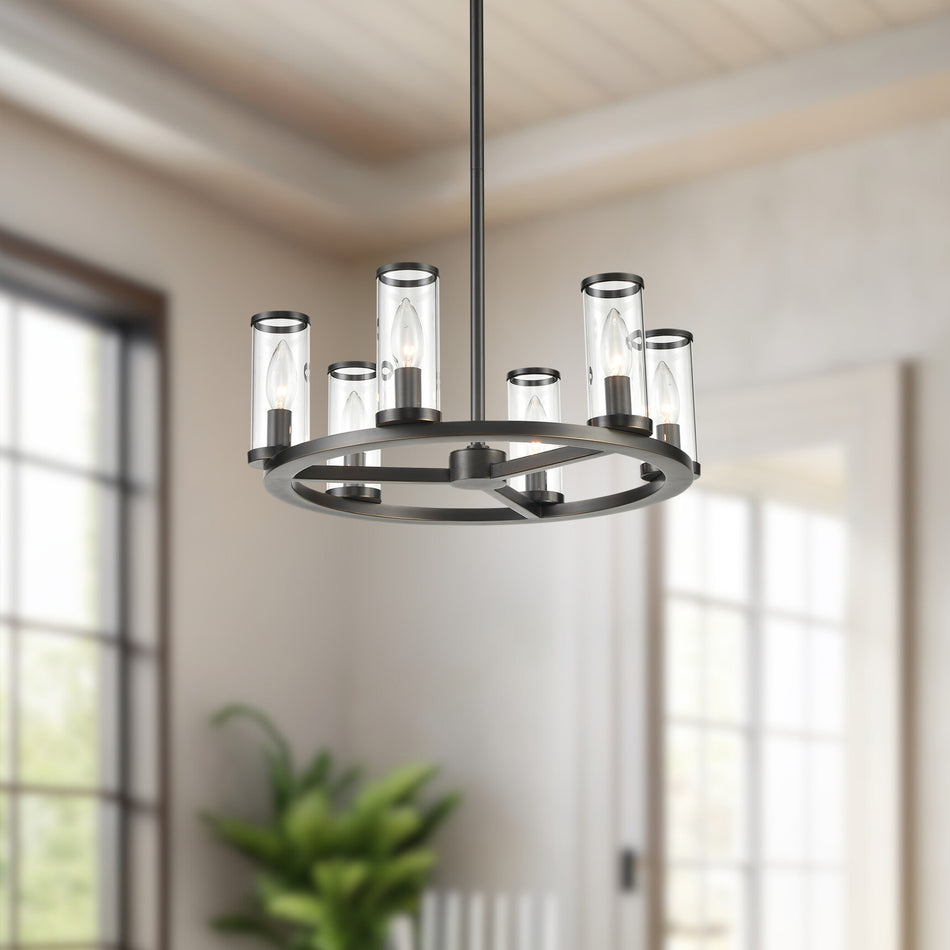 Revolve Clear Glass/Urban Bronze 6 Lights Chandeliers by ALORA