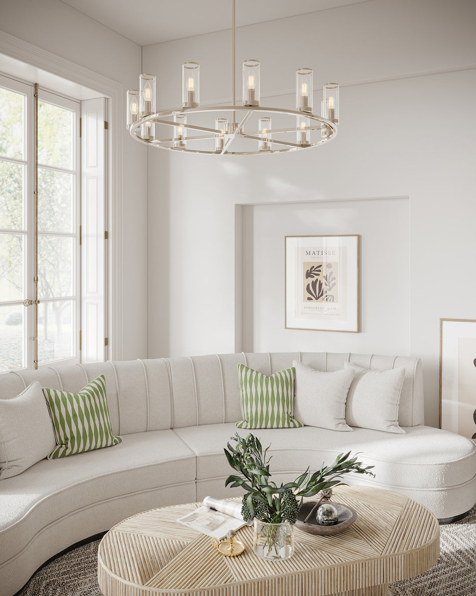 Revolve Clear Glass/Polished Nickel 12 Lights Chandeliers by ALORA