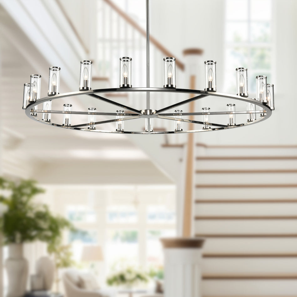Revolve Clear Glass/Polished Nickel 21 Light Chandeliers by ALORA