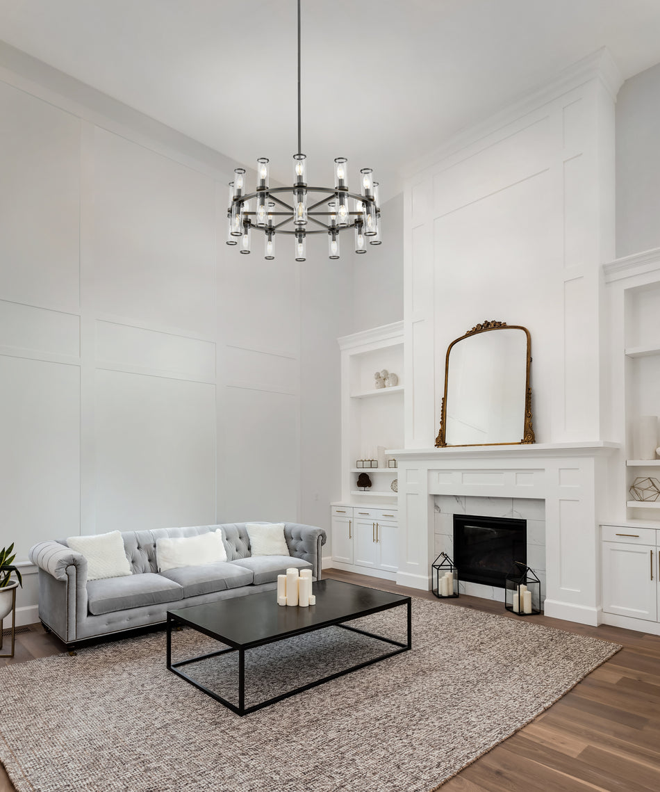 Revolve Clear Glass/Urban Bronze 24 Lights Chandeliers by ALORA