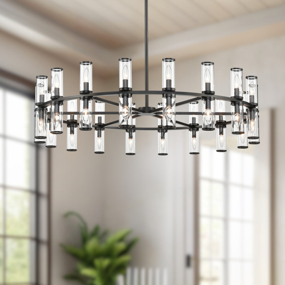 Revolve Clear Glass/Urban Bronze 36 Lights Chandeliers by ALORA
