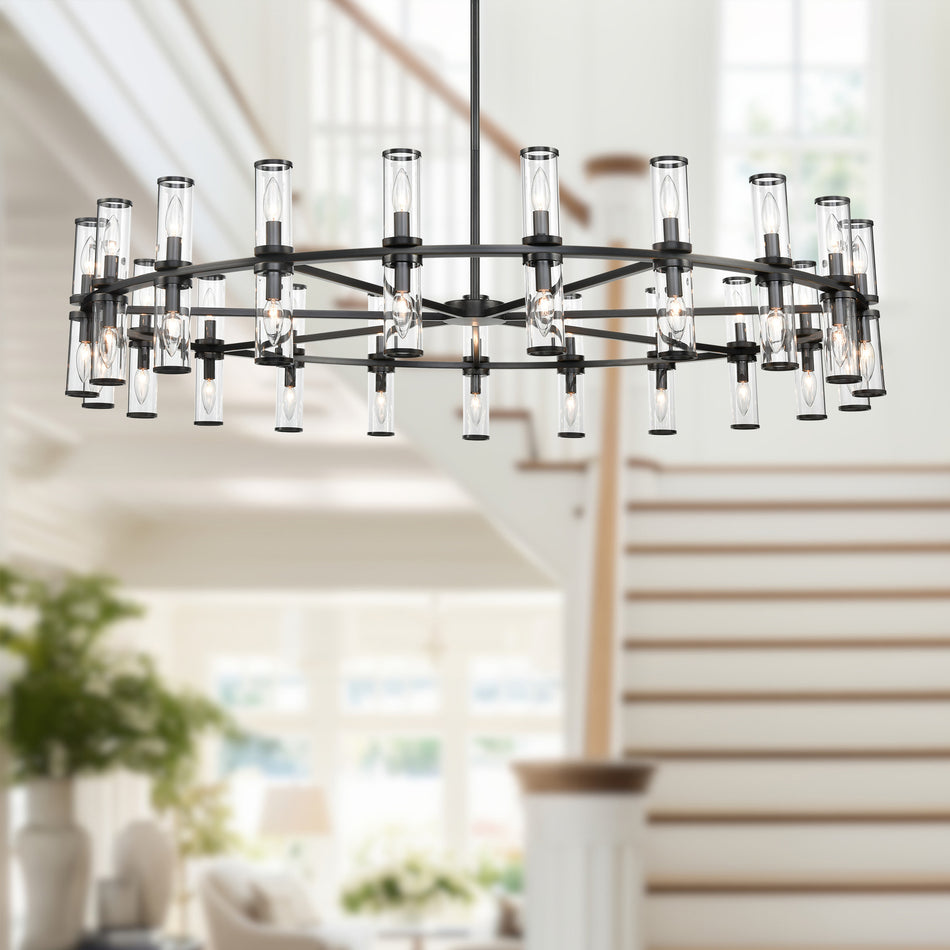 Revolve Clear Glass/Urban Bronze 42 Lights Chandeliers by ALORA