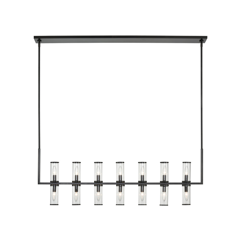 Revolve Clear Glass/Urban Bronze 14 Lights Linear Pendant