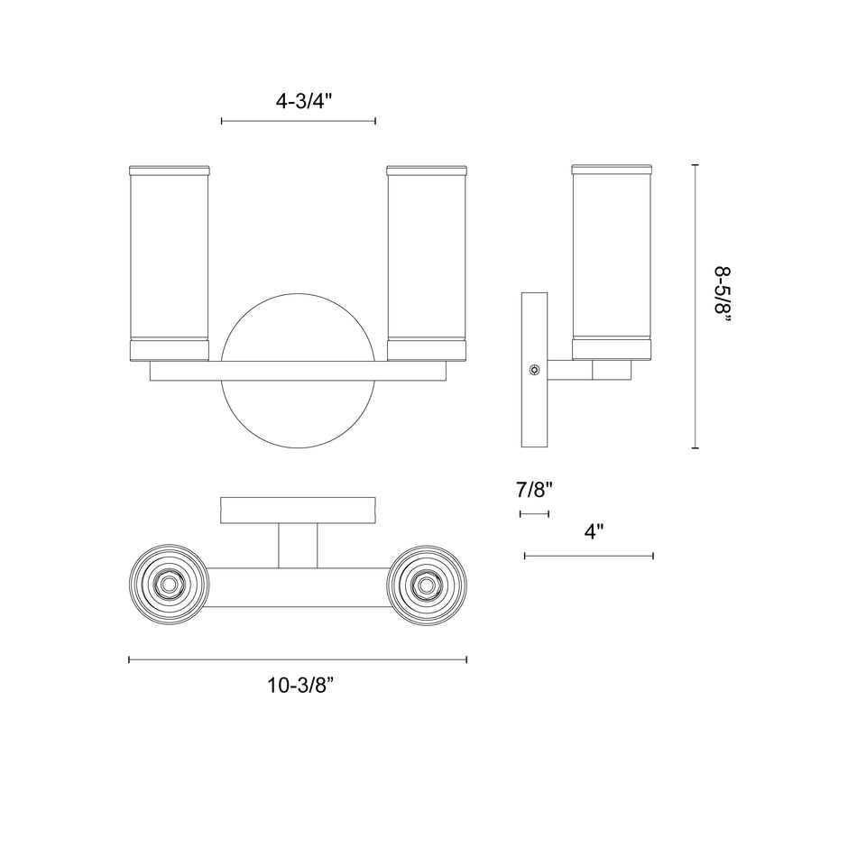 Revolve Clear Glass/Polished Nickel 2 Lights Wall/Vanity by ALORA