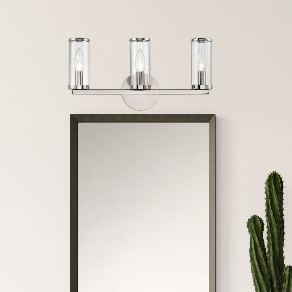 Revolve Clear Glass/Polished Nickel 3 Lights Wall/Vanity by ALORA