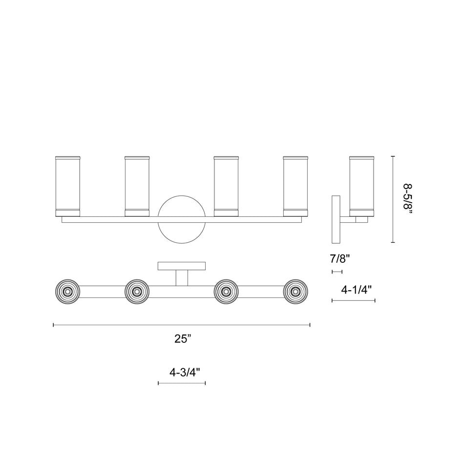 Revolve Clear Glass/Polished Nickel 4 Lights Wall/Vanity by ALORA