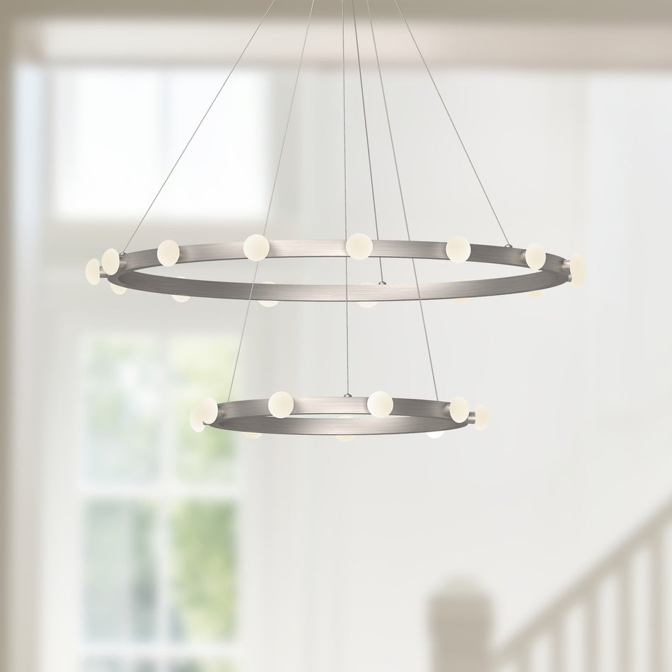 Rezz 36-in Brushed Nickel LED Chandeliers by KUZCO