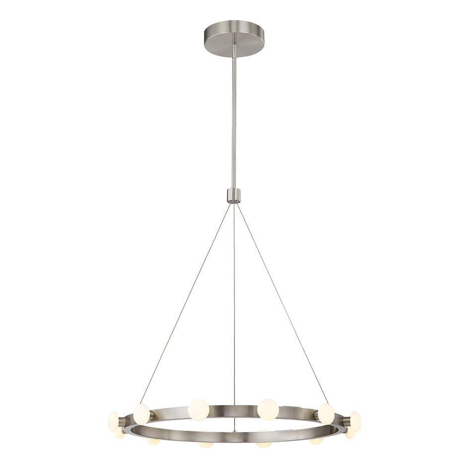 Rezz 28-in Brushed Nickel LED Pendant by KUZCO