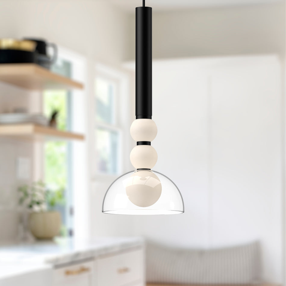 Rise 6-in Black/Clear LED Pendant by KUZCO