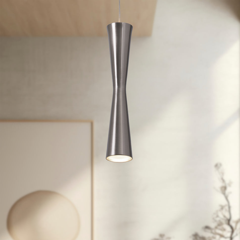 Robson 12-in Brushed Nickel LED Pendant by KUZCO