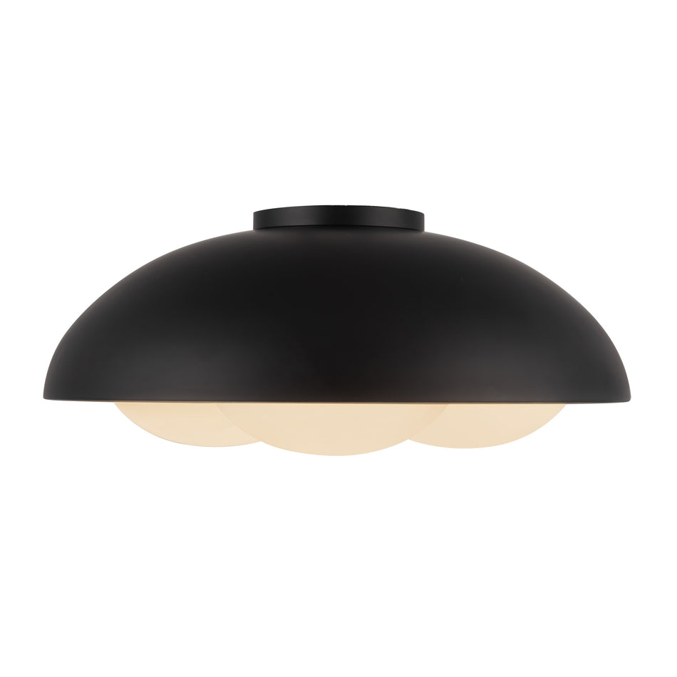 Robyn 16-in Matte Black/Opal Glass Socket Flush Mount by ALORA MOOD