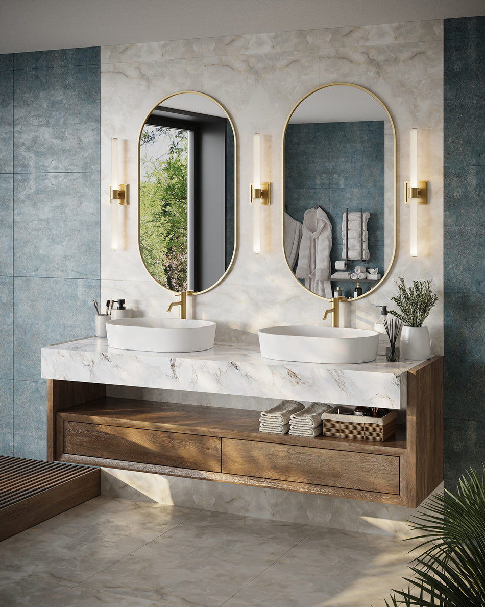 Rona 24-in Brushed Gold LED Vanity by KUZCO