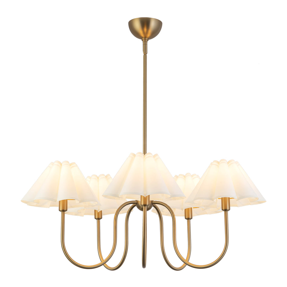 Rosemary 31-in Brushed Gold/Folded White Socket Chandelier by ALORA MOOD