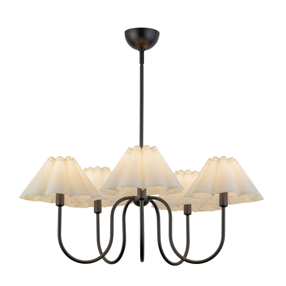 Rosemary 31-in Matte Black/Folded White Socket Chandelier by ALORA MOOD