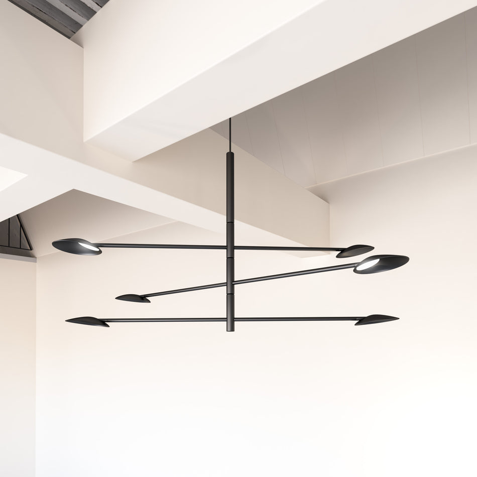 Rotaire 36-in Black LED Chandeliers by KUZCO