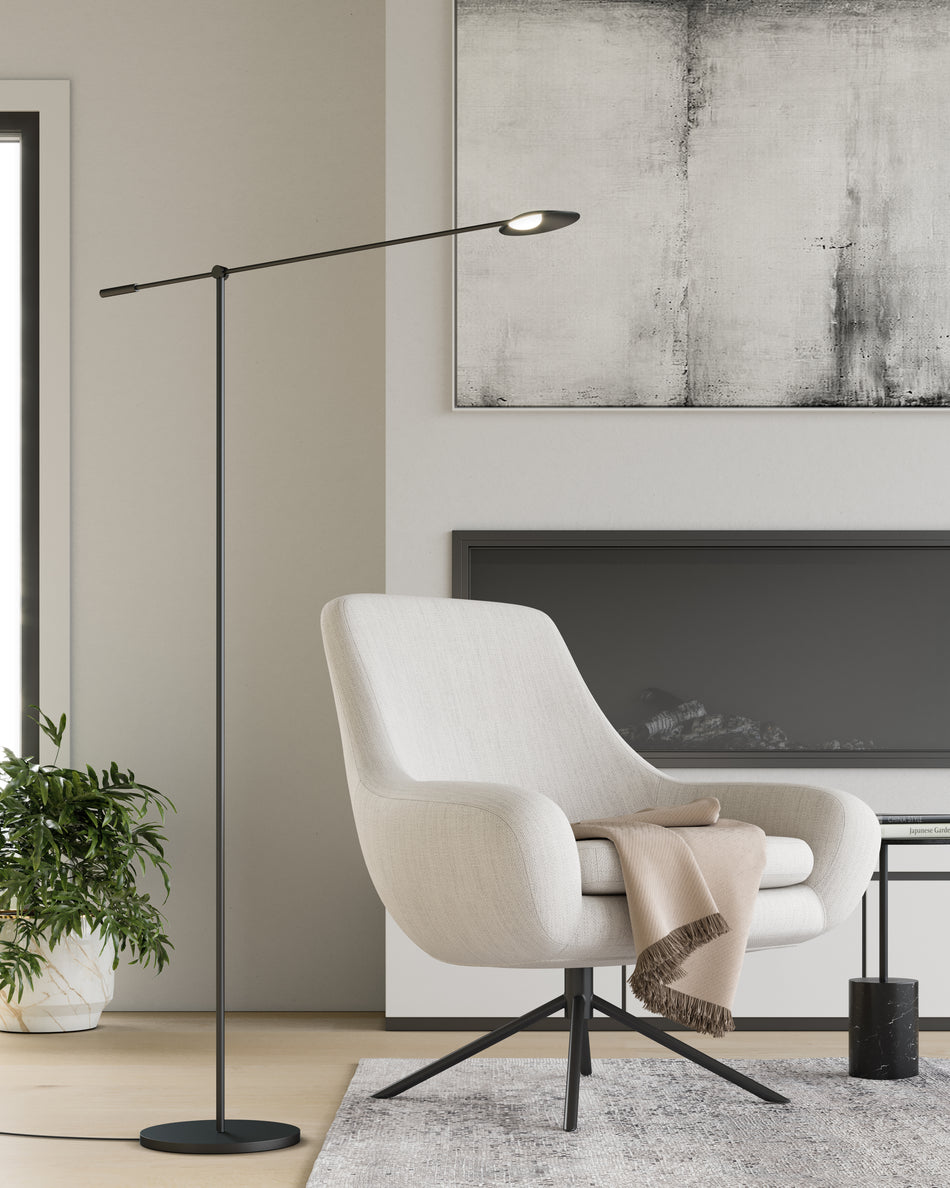 Rotaire Black LED Floor Lamp by KUZCO