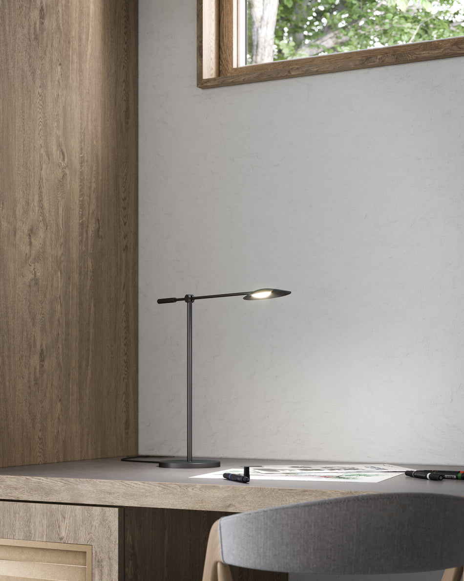 Rotaire Black LED Table Lamp by KUZCO