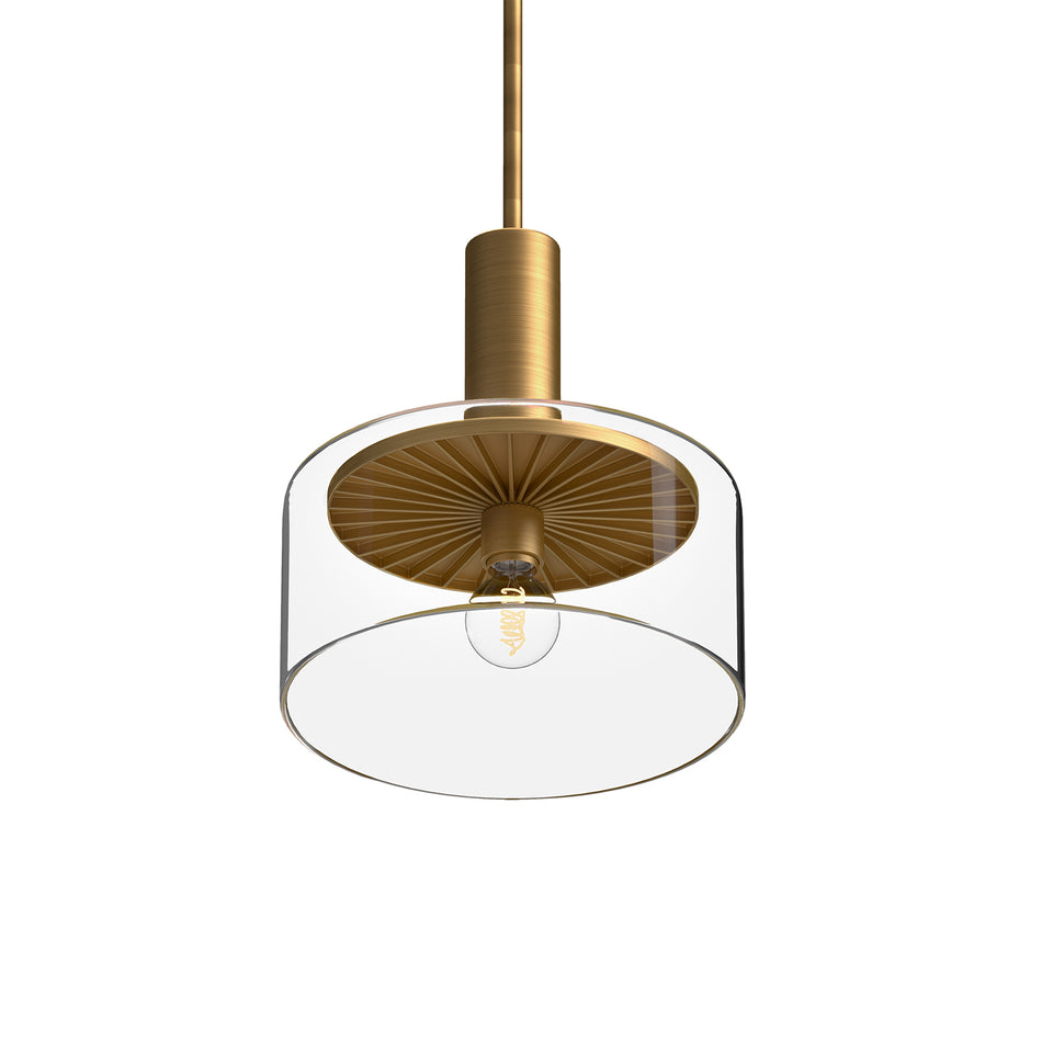 Royale 10-in Aged Gold/Clear Glass 1 Light Pendant