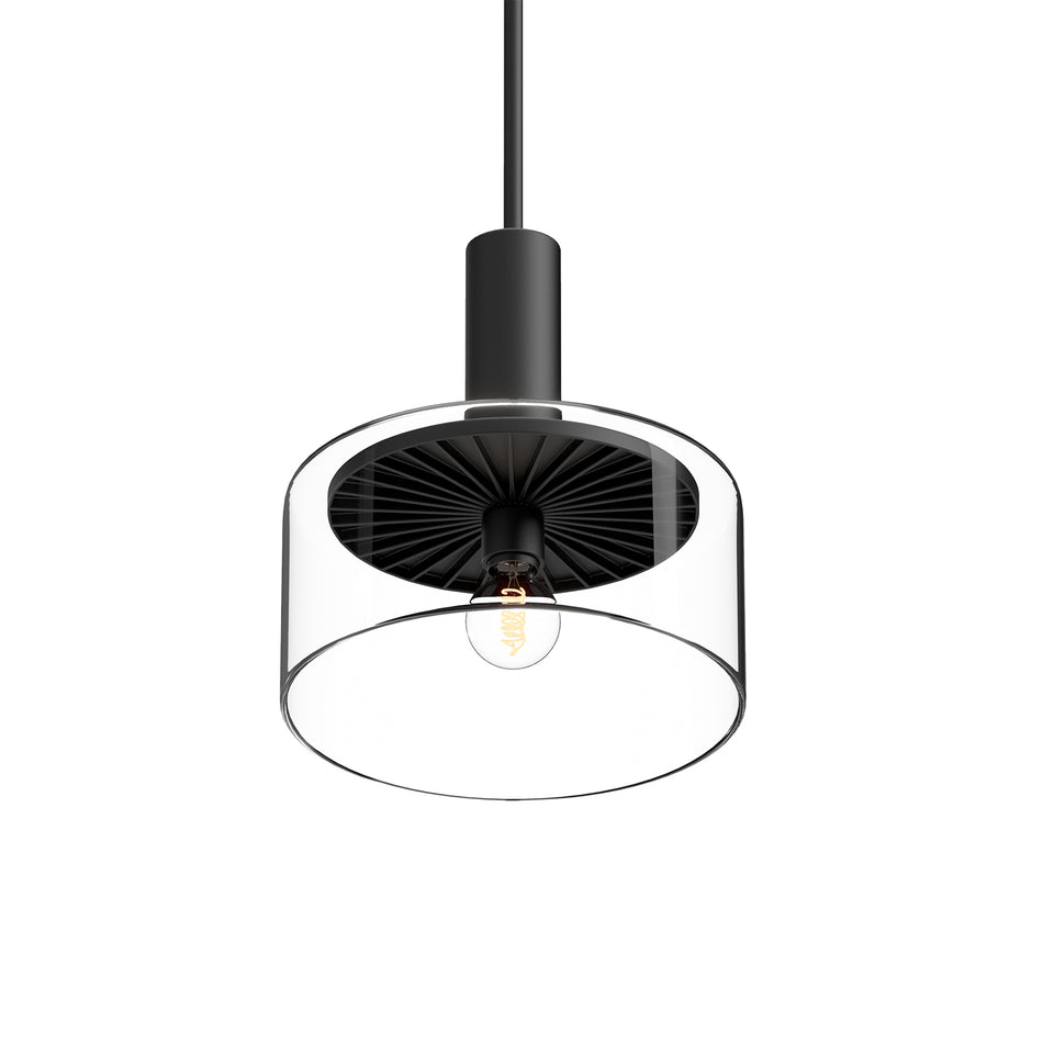 Royale 10-in Clear Glass/Matte Black 1 Light Pendant by ALORA MOOD