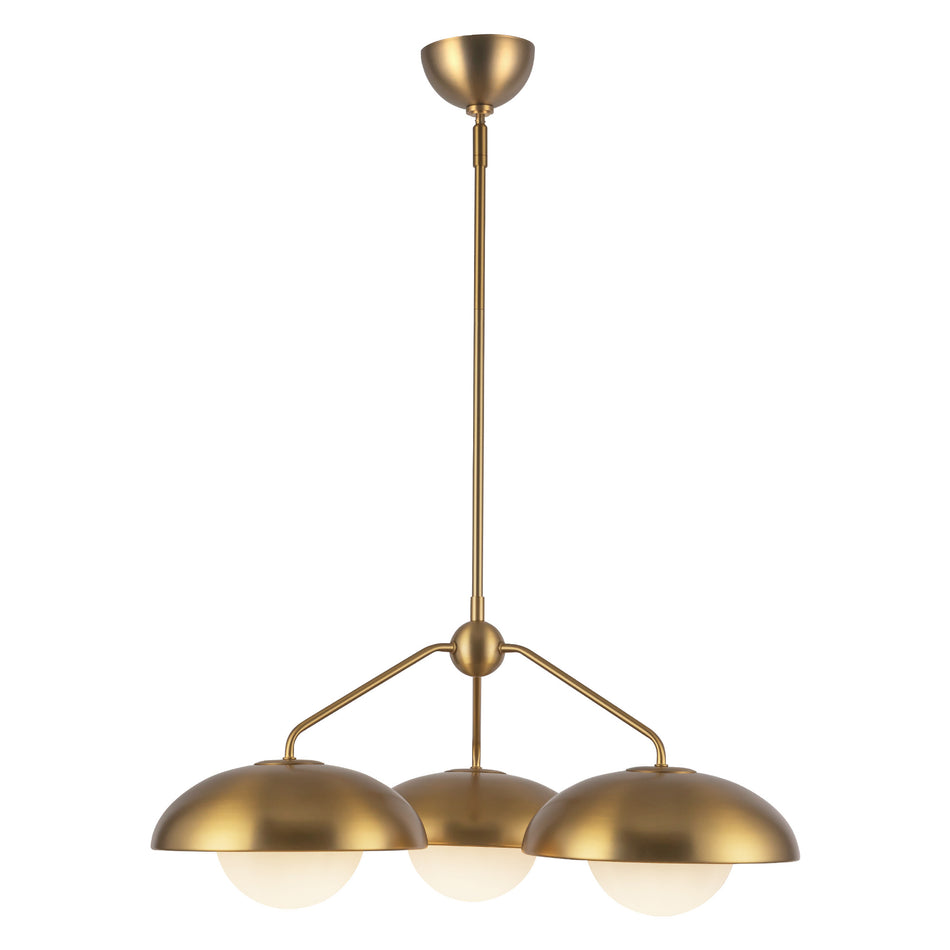 Rubio 28-in Aged Gold/Opal Matte Glass 3 Lights Chandeliers