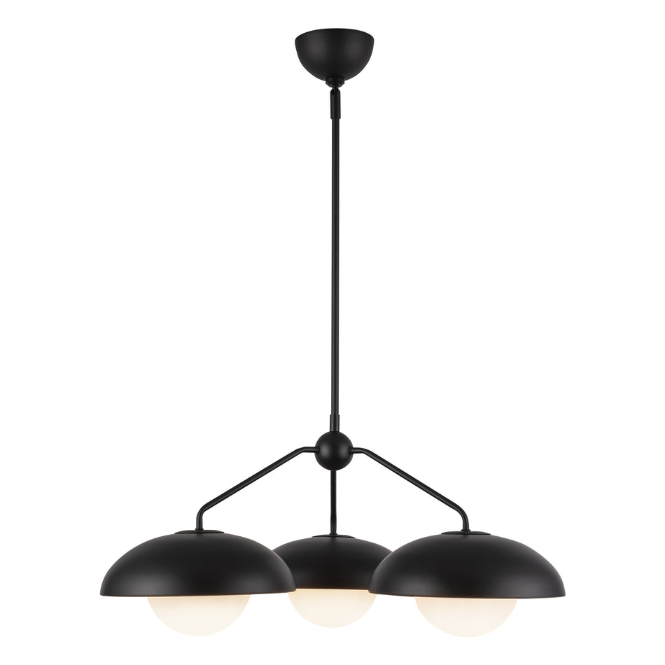 Rubio 28-in Matte Black/Opal Matte Glass 3 Lights Chandeliers