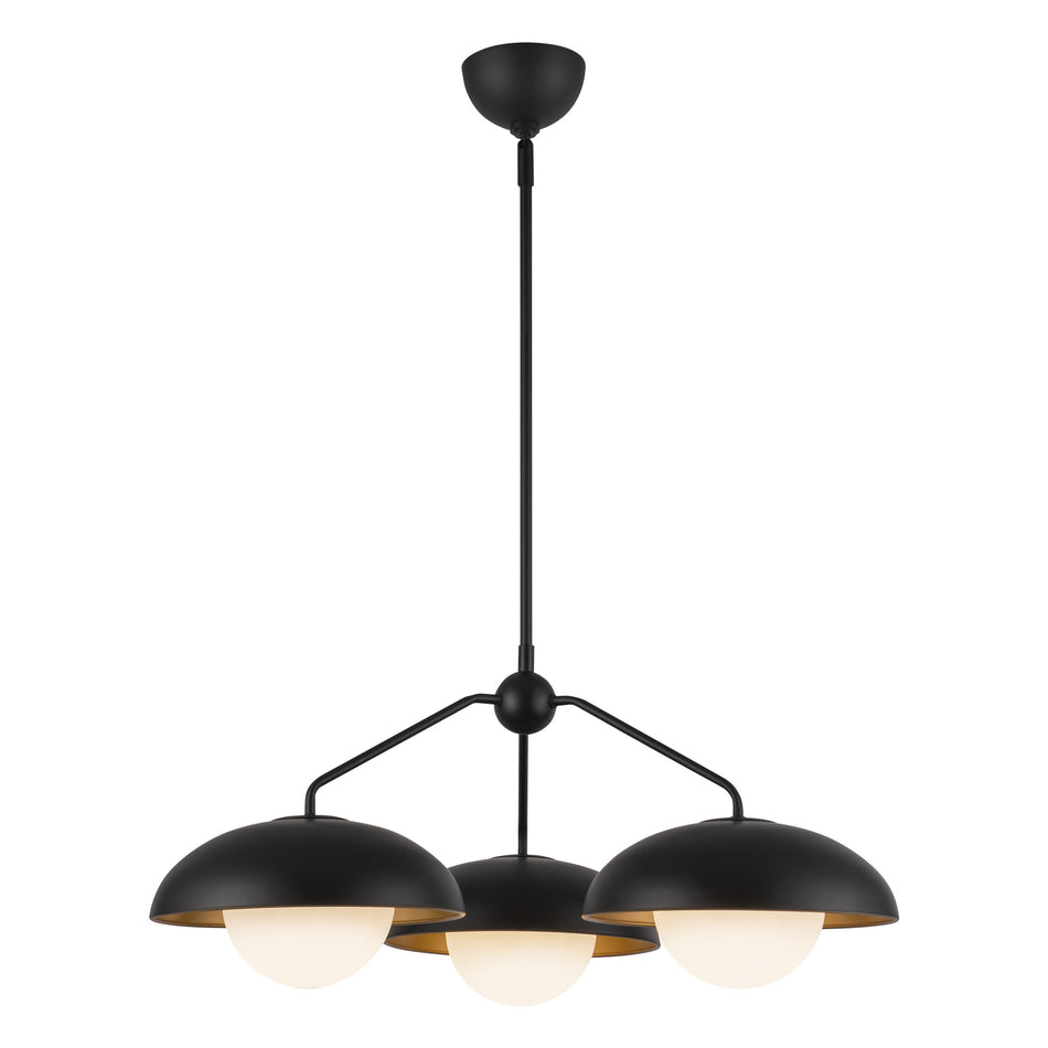 Rubio 28-in Matte Black/Opal Matte Glass 3 Lights Chandeliers by ALORA MOOD